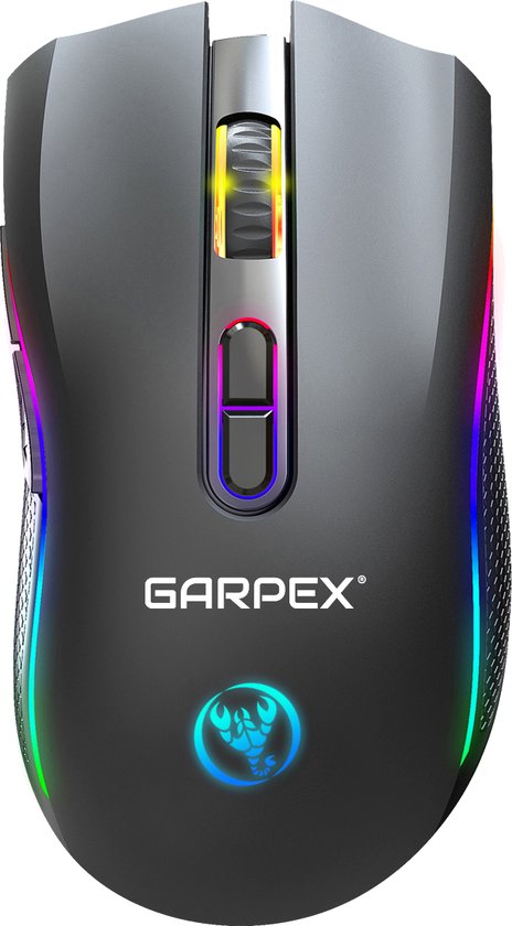 Garpex® Stille Draadloze Muis - Gaming muis - Computermuis - Muis Draadloos - Met LED Verlichting - Oplaadbaar – Zwart