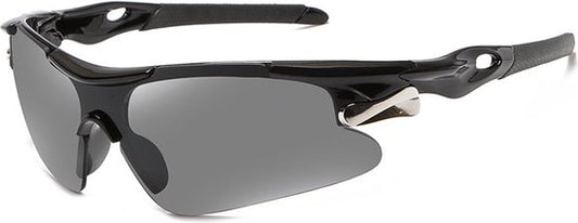 Garpex® Fietsbril - Sportbril - Gepolariseerde Zonnebril - Zonnebril - Racefiets - Mountainbike - Motor - Zwart Frame Grijze Lens