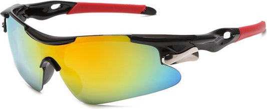 Garpex® Fietsbril - Sportbril - Gepolariseerde Zonnebril - Zonnebril - Racefiets - Mountainbike - Motor - Zwart Frame Rode Lens