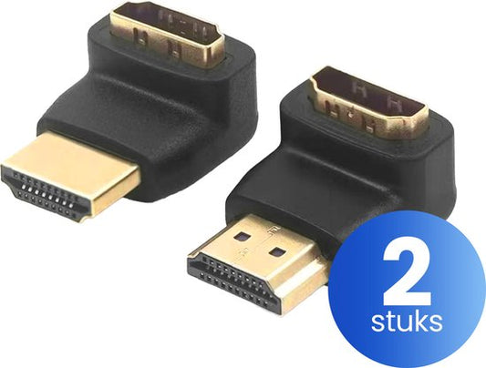 Garpex® Set van 2 - Haakse HDMI adapters - 4K Ultra HD - 1x 270° gehoekt en 1x 90° gehoekt - HDMI connector