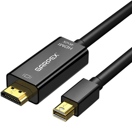 Garpex® Mini DisplayPort naar HDMI Kabel – Thunderbolt naar HDMI Adapter Kabel – 4K Ultra HD 30Hz – Audio & Video Overdracht – Plug & Play – Zwart – 1.8 Meter