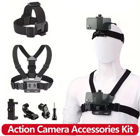 Garpex® Action Camera Mount Set – 2-in-1 Hoofdband & Borstharnas – Verstelbare Head Strap en Chest Mount – Universeel voor Action Camera’s