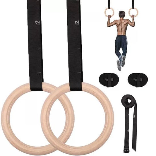 Garpex® Turnringen met 32 mm Houten Grip - Verstelbaar - SecureLock