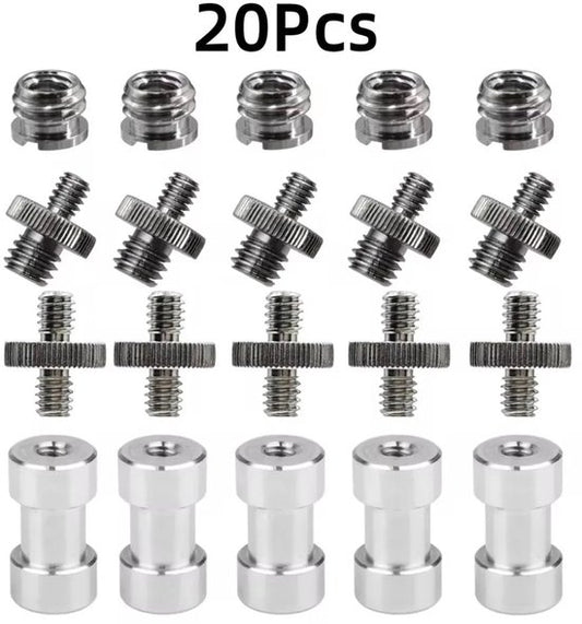 Garpex® Camera Adapter Schroeven Set – 20-delige Tripod & Camera Mount Adapter Kit – 1/4” en 3/8” Converter Set – Voor Camera, Statief & Accessoires